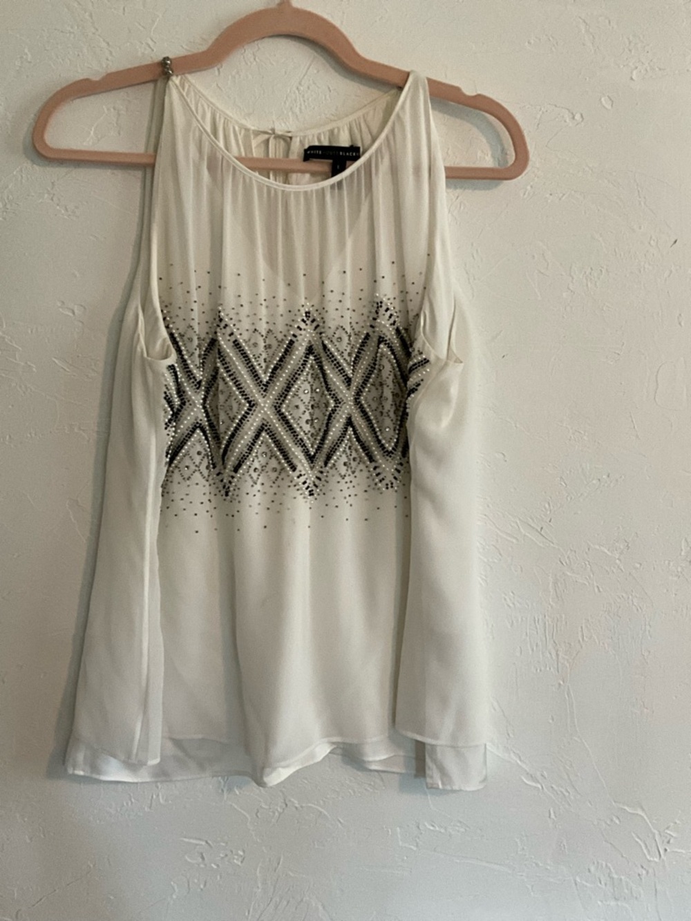 White House Black Market Beaded Diamond Blouse Large